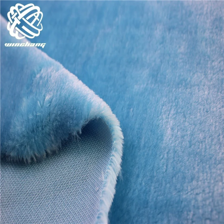 Faux Fur Fabric Wholesale Design Fabric Shearling 10mm Soft Blue Boa Faux Fur Short Pile Plush Fabric