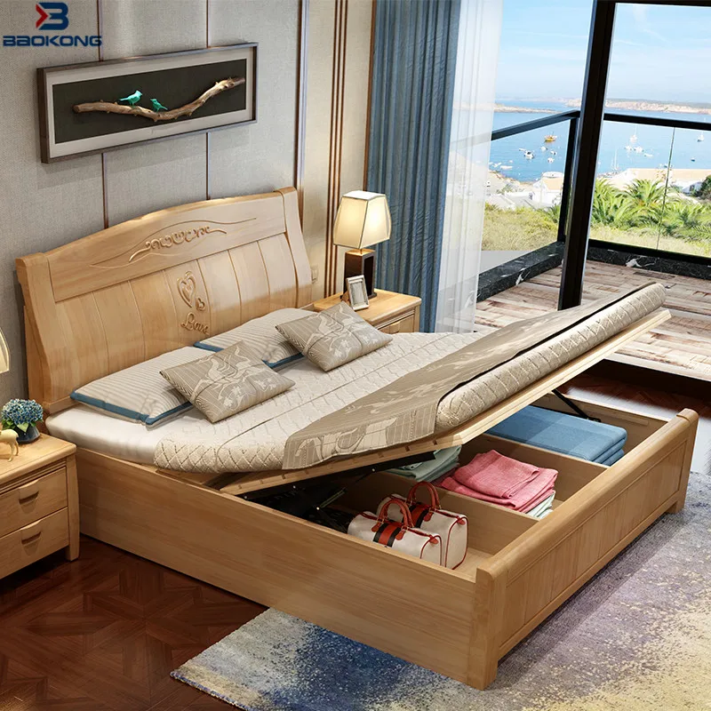 2021 г. новейший дизайн кровати современная мебель из натурального бука для дома и