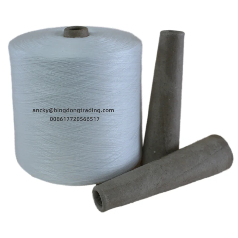 Paper Plastic Cone Bright Raw White 100% Virgin New Ring Spun Polyester Yarn Prices Turkey 40S/2 40S/3  50S/2 50S/3