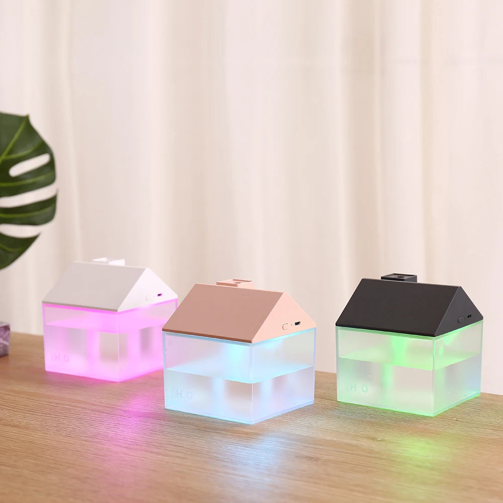 Small Portable House shape Mini Ultrasonic USB Air Humidifier  Cool Mister aroma diffuser LED Night Light