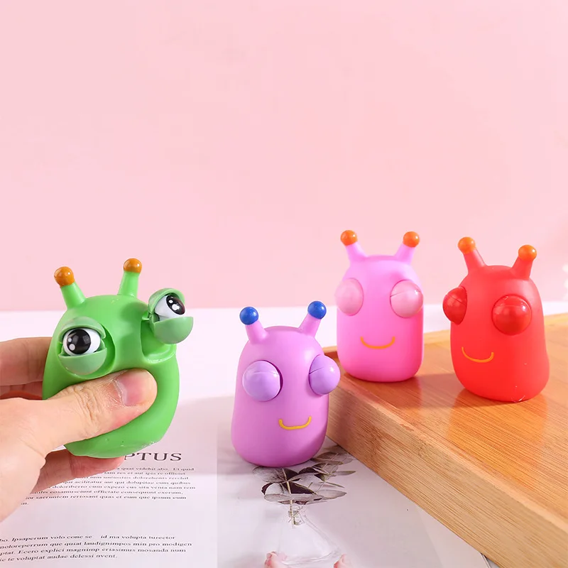 New Squeeze Toy 3d Grass Worm With Popped Eyes Anti-stress Fidget Sensory Toys For Kids Eyes Popping Out Worm Pinch Toy