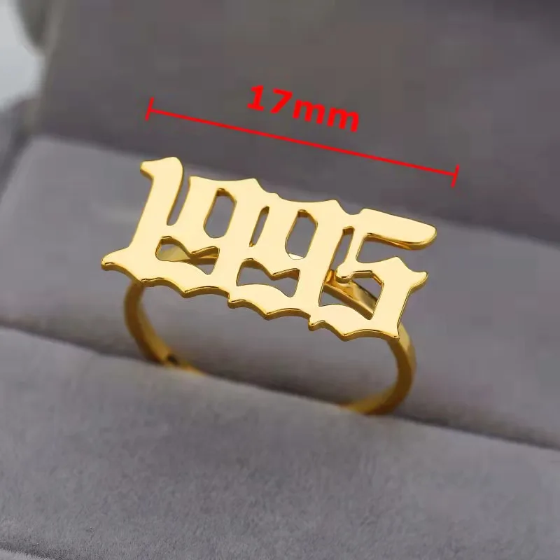 Non tarnish Stainless Steel 18k Gold Plated 1985-2012 Birth Year Open Adjustable Finger Rings Jewelry