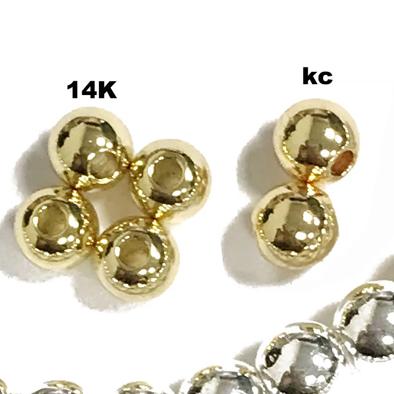 High Quality 1.5 Micron 14K 18k  KC Gold Filled Beads For Customize Permanent Jewelry Making  4mm Through Hole Gold Filled Beads