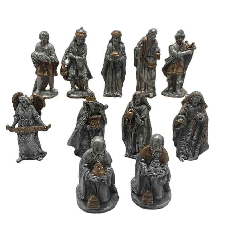 Handpainted Cheap Resin Statue Crib Baby Jesus Figurine Christmas Nativity Set