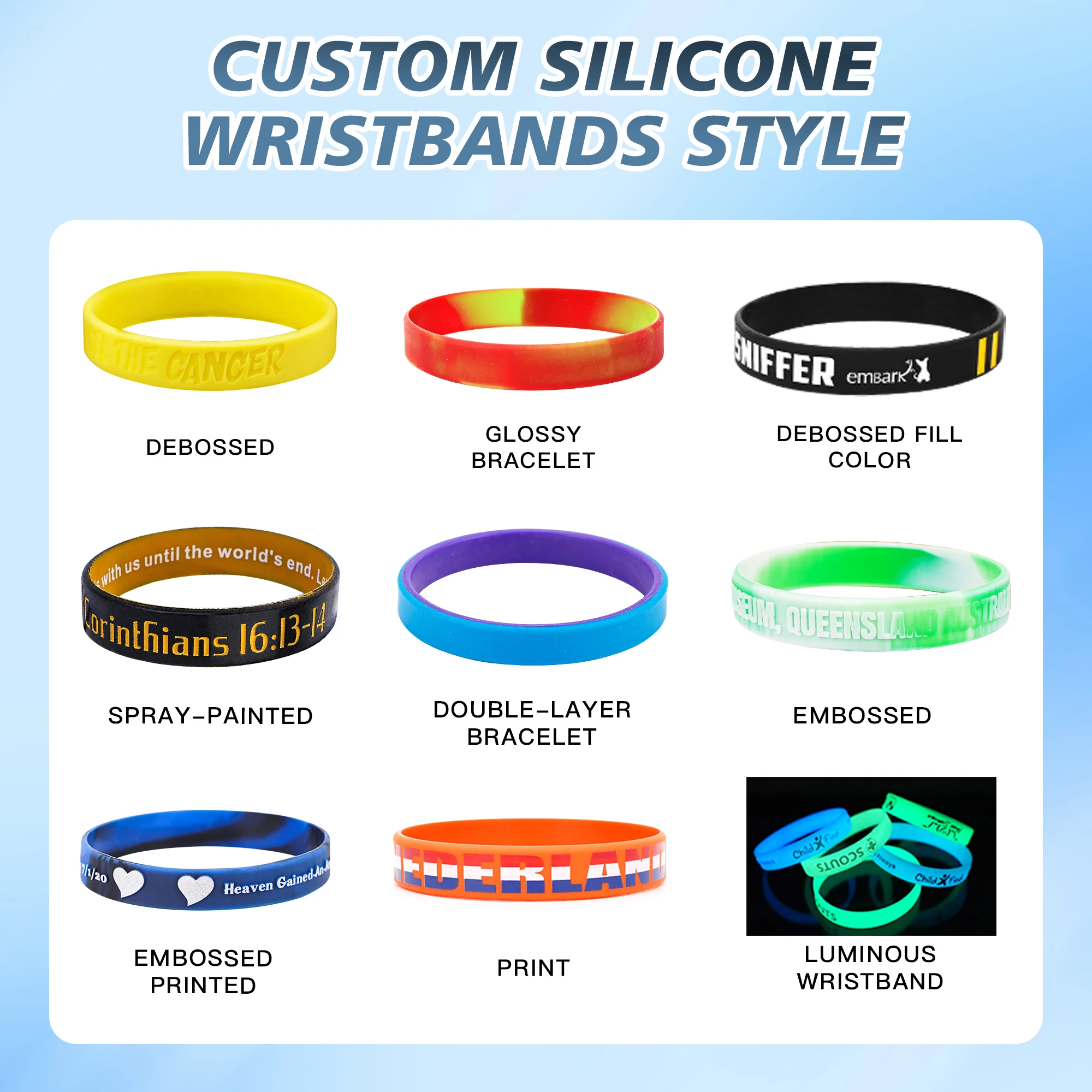 Customized Cross Border New Printed Logo Silicone Wristband Environmentally Friendly Inspirational Silicone Bracelet