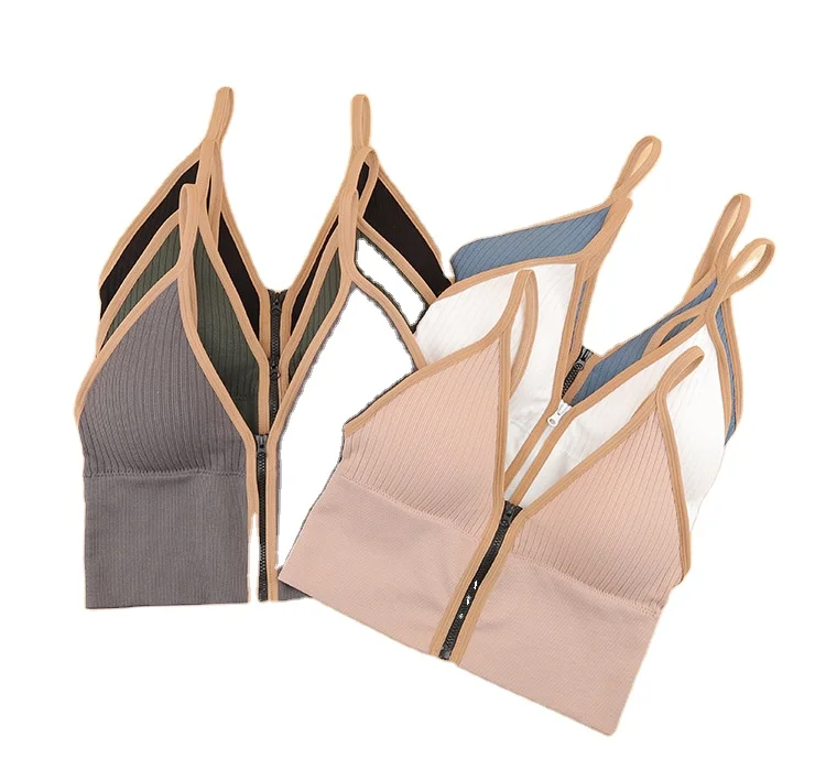 Застежка-молния без стального кольца девушек с маленькой грудью, женское нижнее бельё-конфеточный женскую красоту плечевой ремень груди площадку все-матч с бюстгальтером модный жилет с запахом