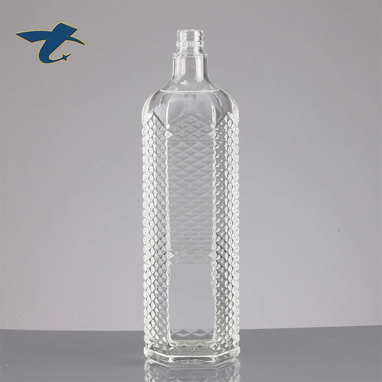 Hot Sale and Cheap Price 1000ml Clear Whisky Glass Bottle  For Wine with plastic lids