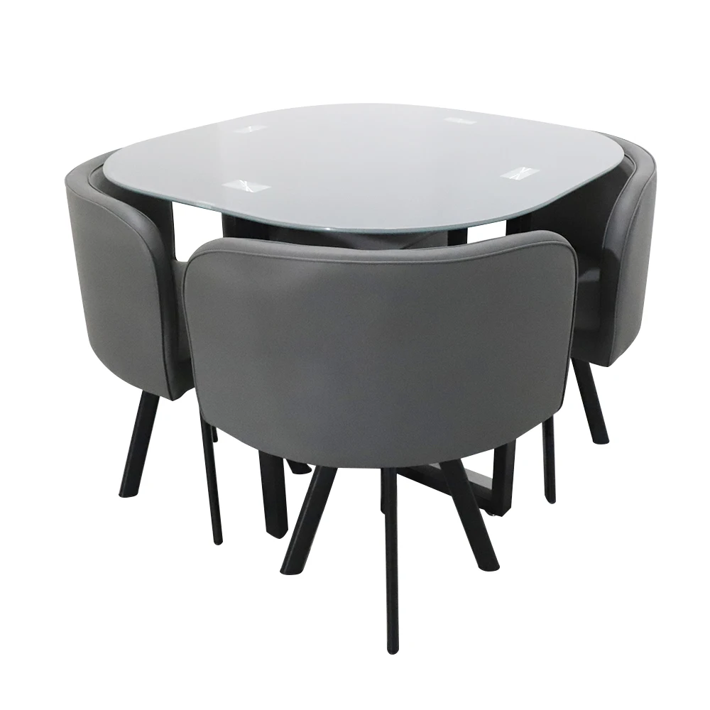 Недорогие круглые металлические ножки для экономии пространства комбинированный обеденный стол с 4 стульями