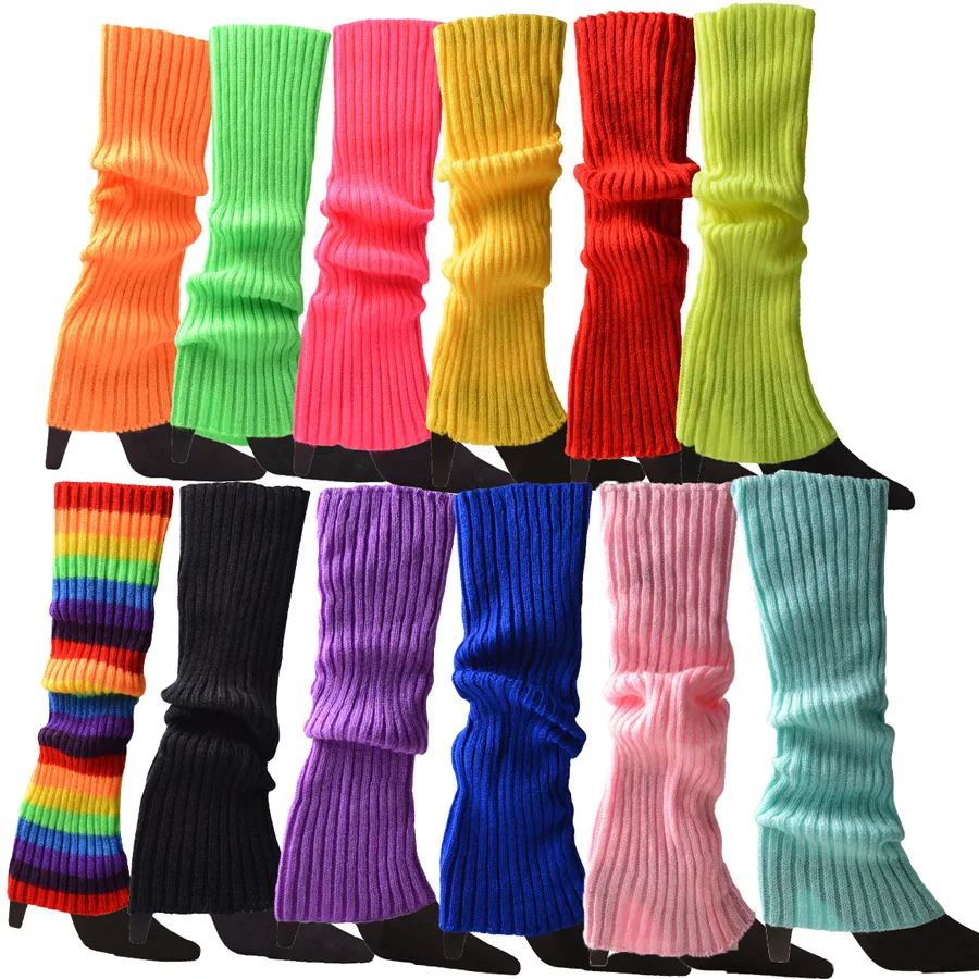 FALL/WINTER color fluorescent yarn knit hosiery women foot warmers Halloween costume accessories party leg warmers