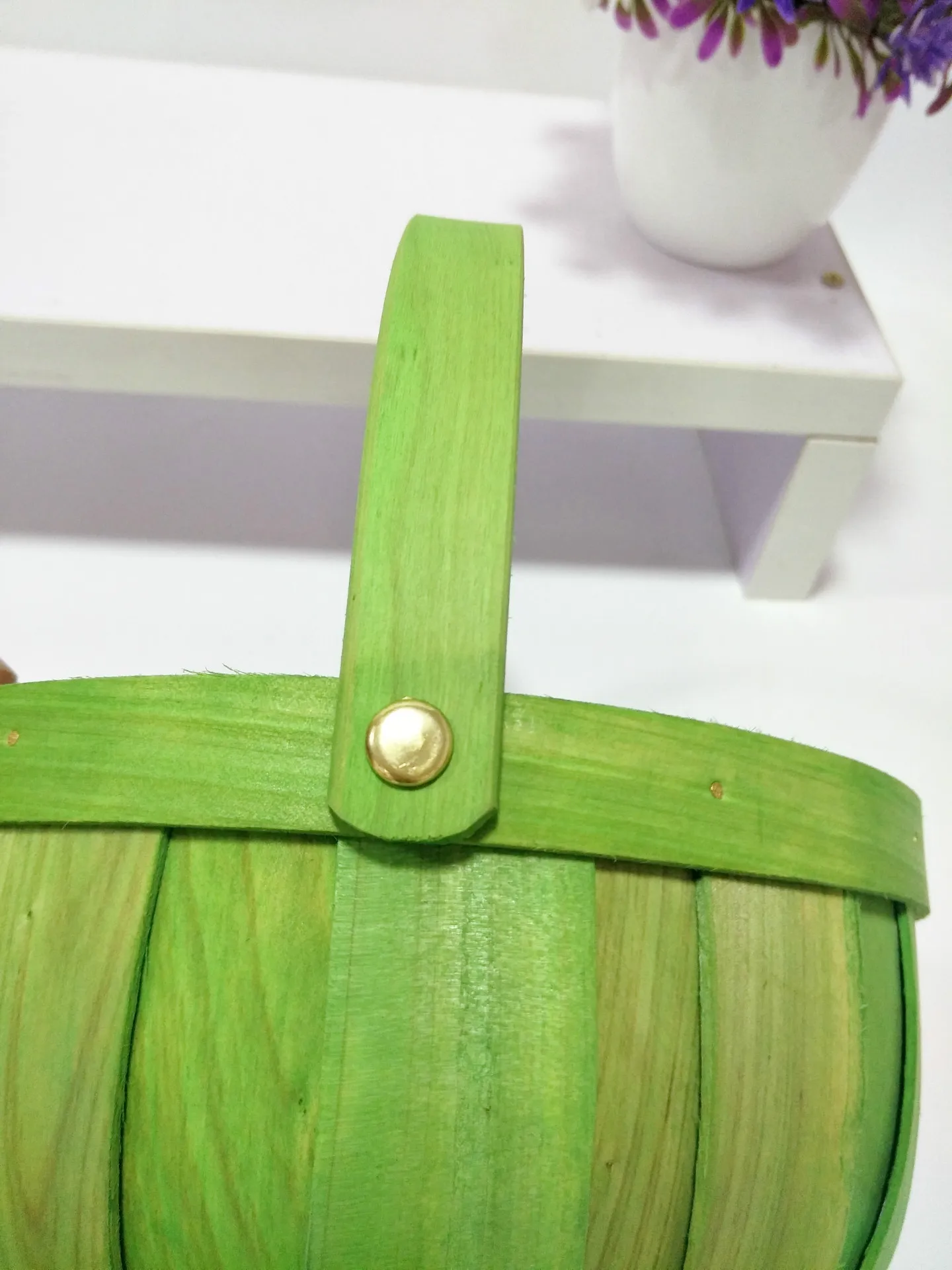 Natural Fruit Wine Storage Basket Small Wooden Rectangle Single Handle Wall Decoration Wood Christmas Gift Basket