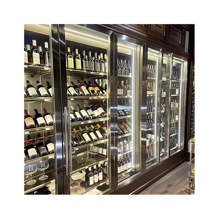 Custom made  Modern Wood Living Room Furniture metal cabinet shelves wine cooler refrigerator wine shelf cabinet