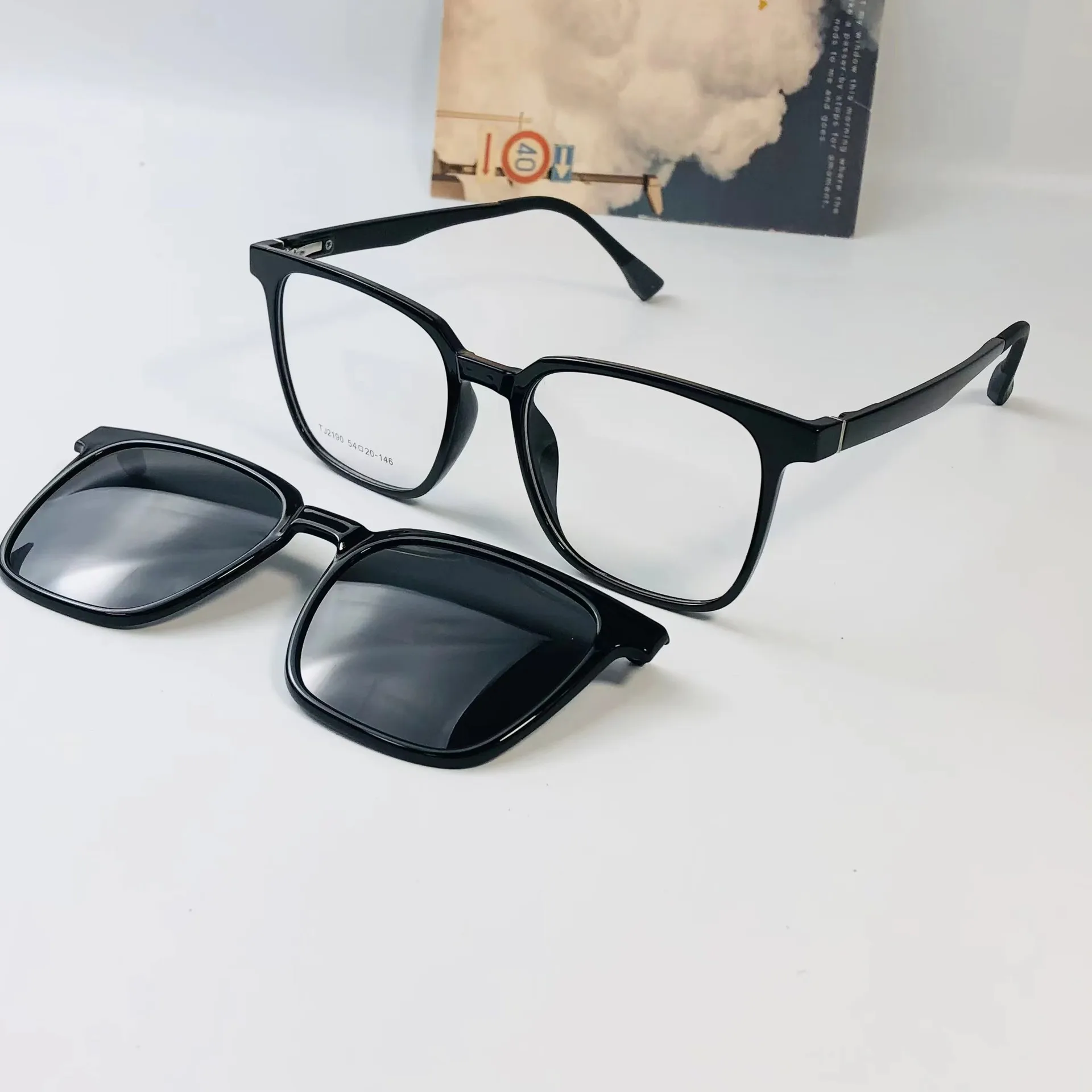 TJ2190 new hotselling unisex TR full frame clip on polarized sunglasses