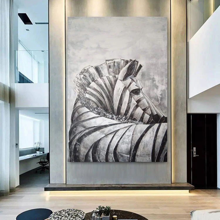 Big Size Wholesale Oil Painting Wall Art  Zebra Oil Painting  For Home Decoration