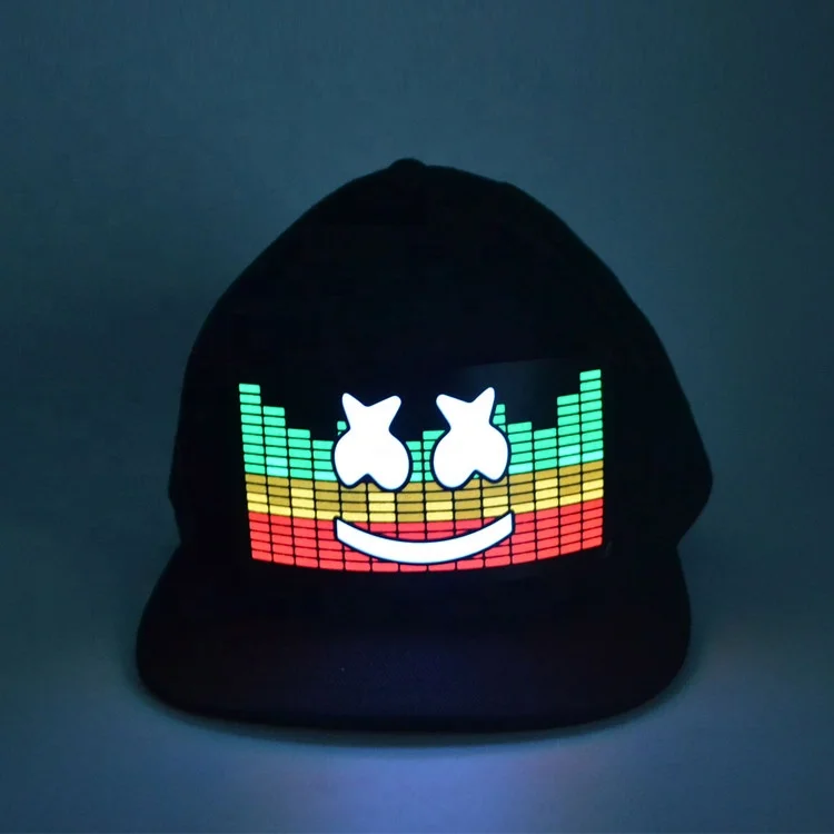 LINLI Wireless Custom Light up EL Hat Sound Activated LED Cap EL Flashing Cap With Inverter For Party
