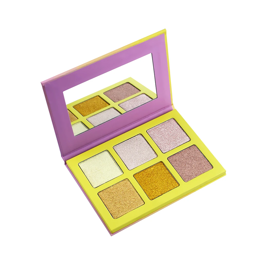 
Make Own Logo Pack Vegan Yellow Gold Color Custom Organic Face Pressed Dry Palette Cosmetics Highlighter Makeup Private Label 