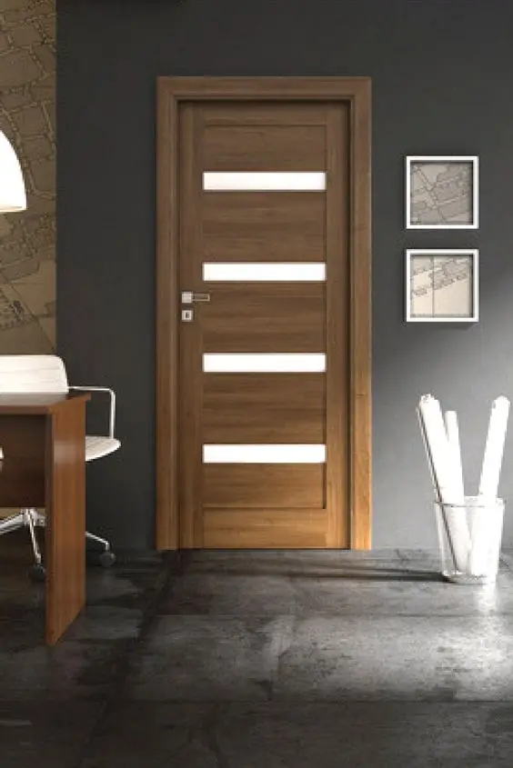 Modern MDF Door Interior Door Flush Series Glass Wood Venneer MDF Door