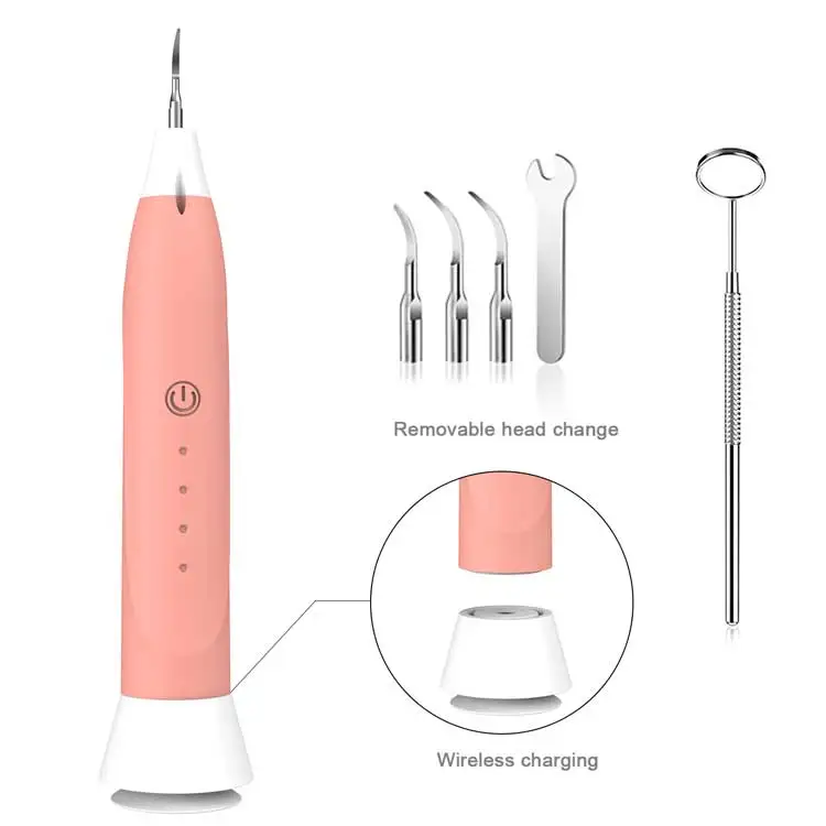 Ultrasonic Electric Tooth Cleaner with 3 Replaceable Heads and 1 Oral Mirror Dental Tools Calculus Tartar Remover