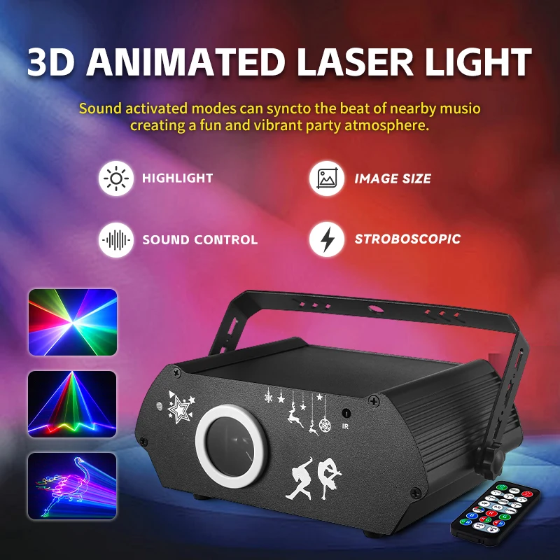 DJ лазерный свет для вечеринки 3D анимация RGB лазерное сценическое освещение DMX512 музыка голосовой контроль диско проекционный