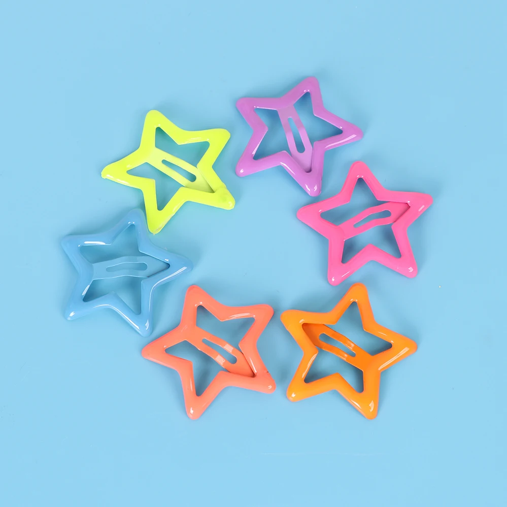 Yifan 6 Pcs Small Exquisite Metal Hair Clips Baby Girls Hair Accessories Cute Star Shaped Luminous Hair Clip