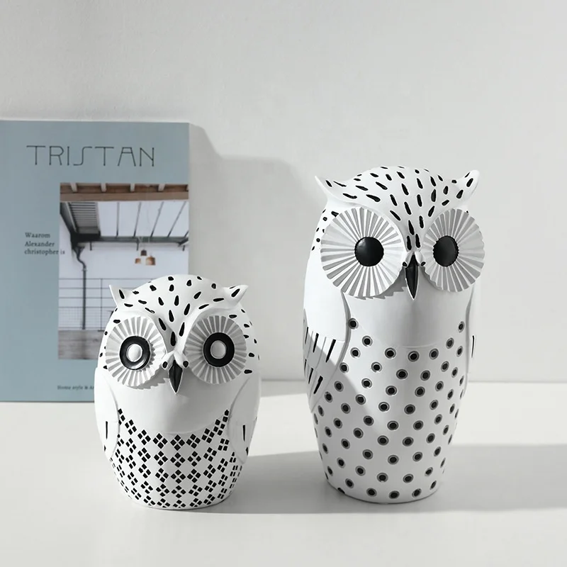 cute high quality manufacturer supplier polyresin animal owl statue figurines for home decor