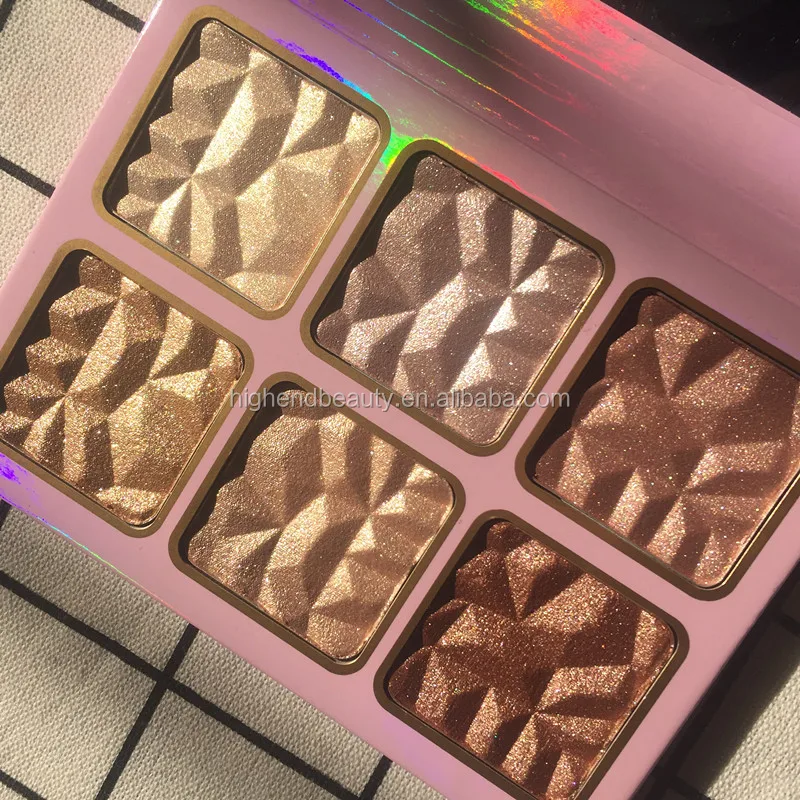 
OEM Pressed Powder make your own brand make up bronzer highlighters makeup 6 shade highlighter palette 
