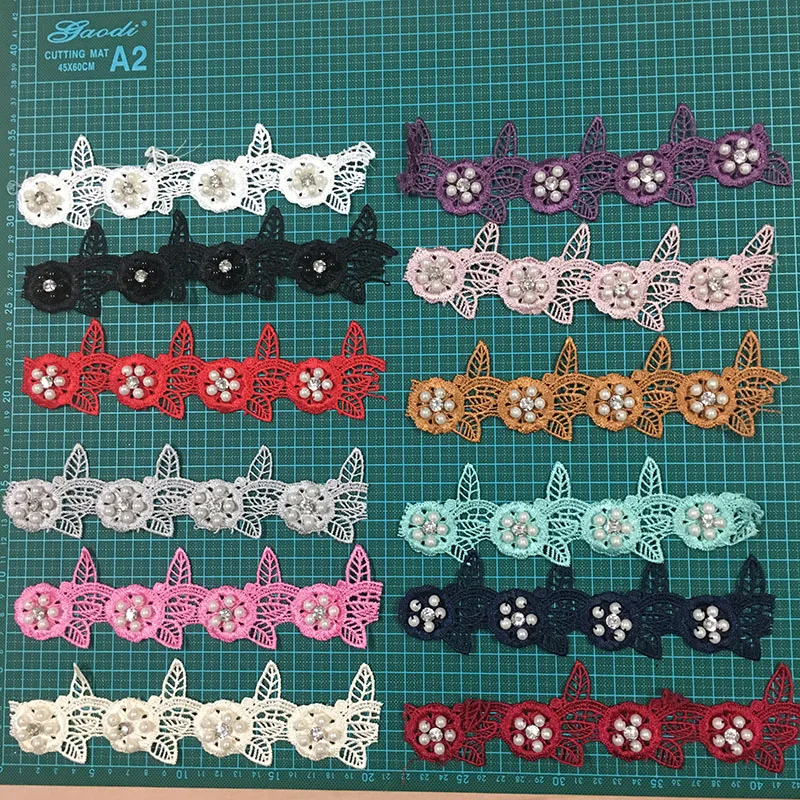 
Select colors milky lace chemical polyester nylon material flower 3d lace trim 
