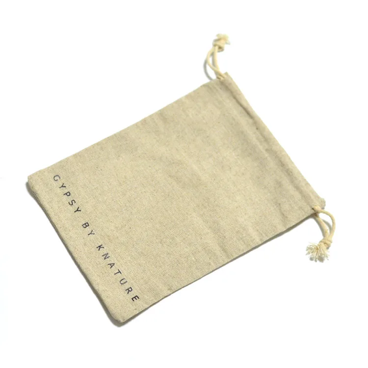 Сумка для хранения из 100% чистого хлопка и льна на шнурке с напечатанным логотипом