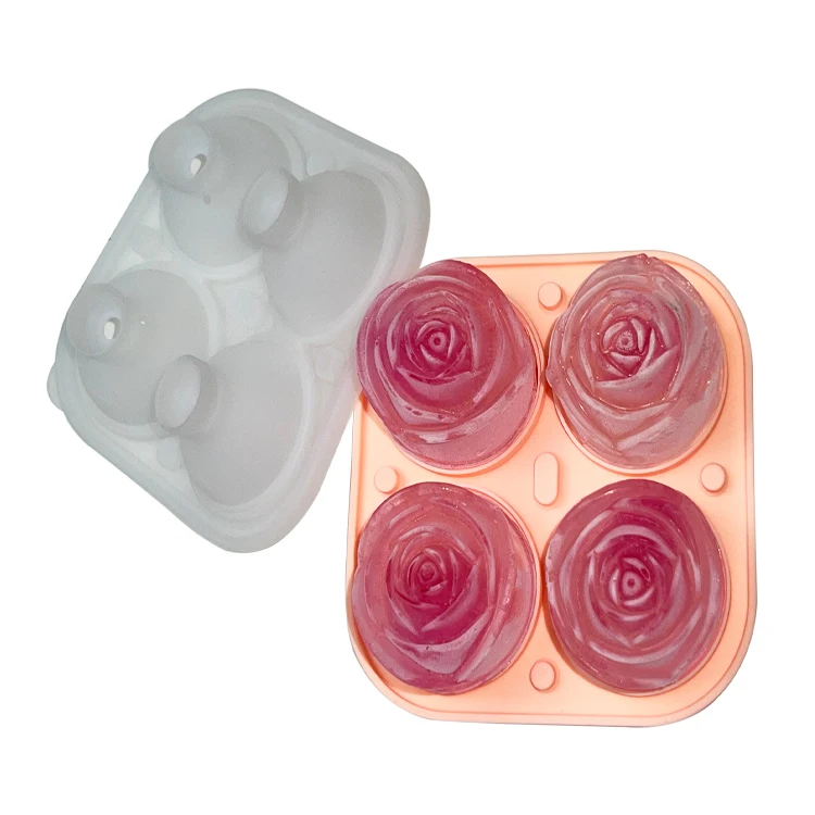 2023 New Arrivals Food Grade 9 Cavities 3d Rose Shape Ice Tray Silicone Cube Mold
