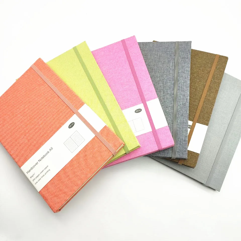 2021 new arrivals custom a5 linen notebooks fabric hardcover grid printing journal