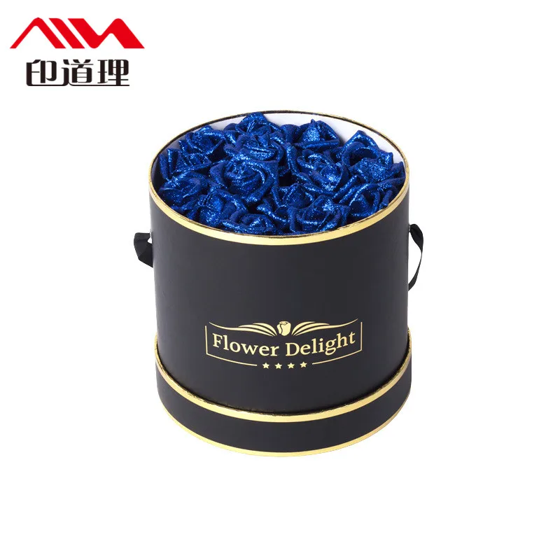 2023 New Hug Bucket Small Pure White Pink Cardboard Round Cylinder Flower Box For Bouquet Packaging