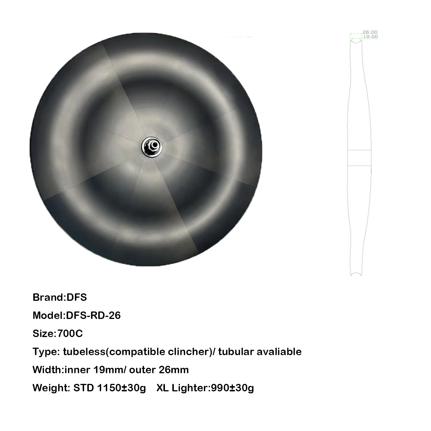 DFS carbon wheelset 700c wheel fixed gear Carbon closed disc Wheels Bicycle Parts carbon 3/4/5/6 spokes wheel