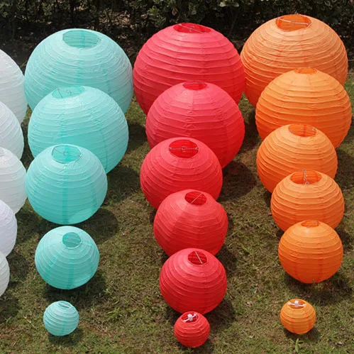 Ychon wholesale small big colorful paper lanterns muti-color Chinese style hanging lanterns decorations for party wedding favor