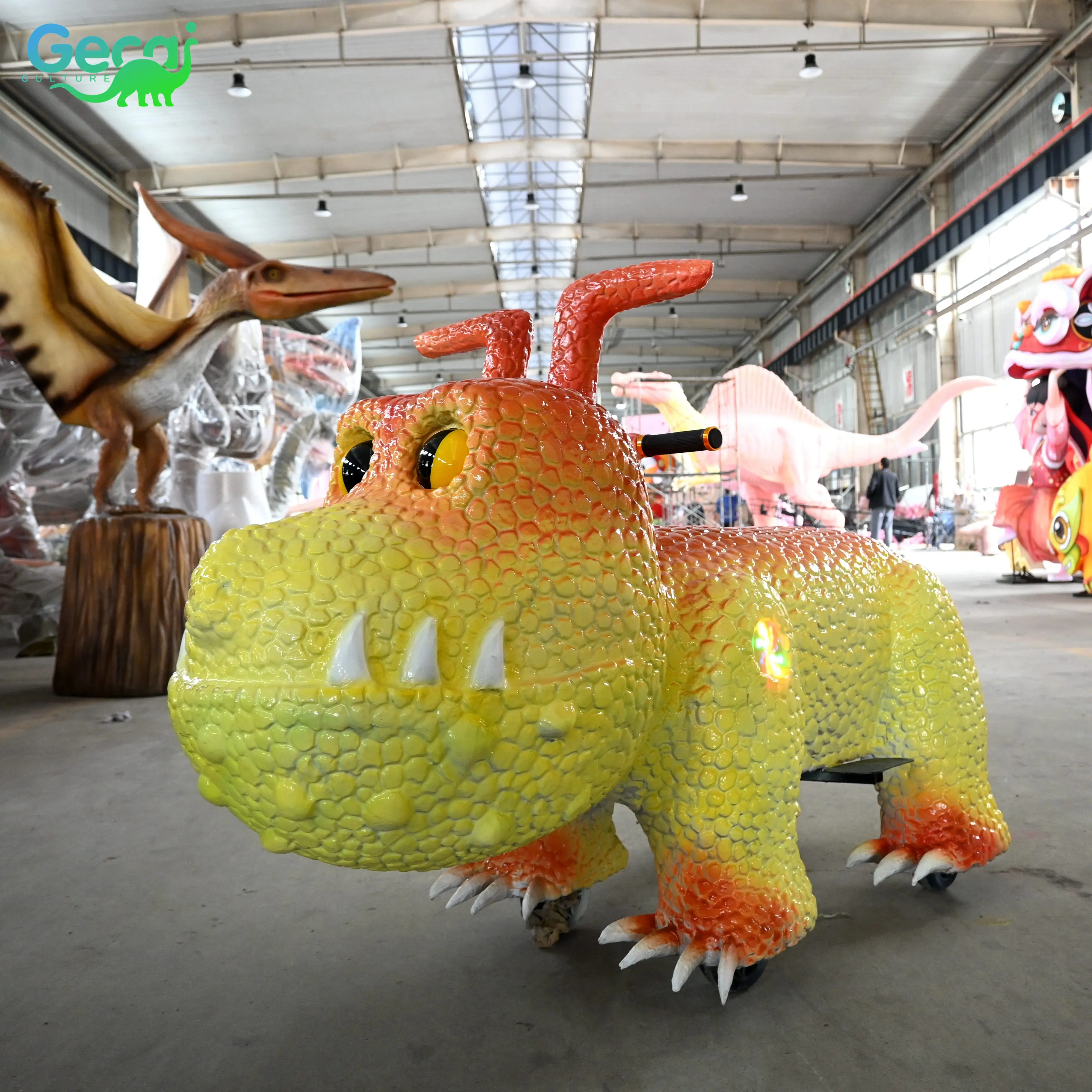 Waterproof Dinosaur Ride Equipment Motorized Riding Electric Rubber Dinosaurs For Kids