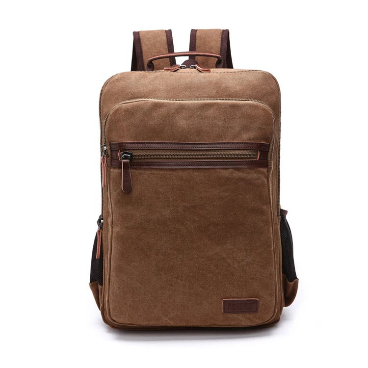 Men Style Trend Custom Logo Waterproof Wholesale Unisex Rucksack 15.6 Inch Laptop Vegan vintage Canvas Backpack For Men