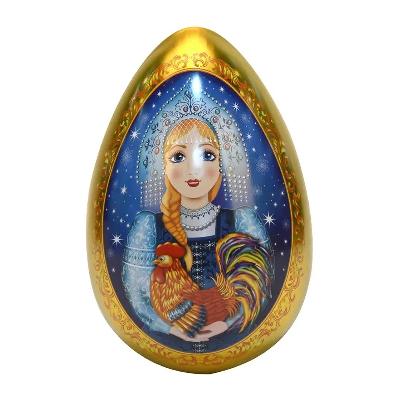 Оловянная коробка в форме пасхального яйца декоративная подарочная для конфет