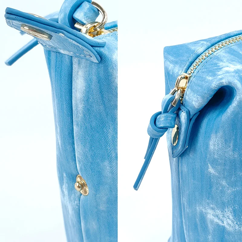 Large capacity Bright pink blue tie-dyed printing dumpling waterproof toiletry bags travel makeup bag custom pu cosmetic bag