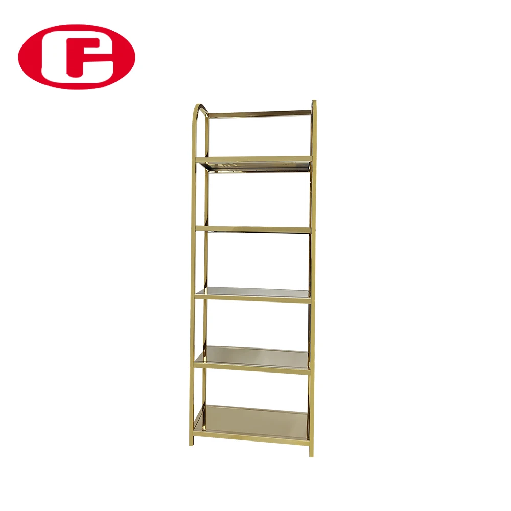 Steel pipe gold plated display clothing stand heavy duty vertical metal storage rack for shop