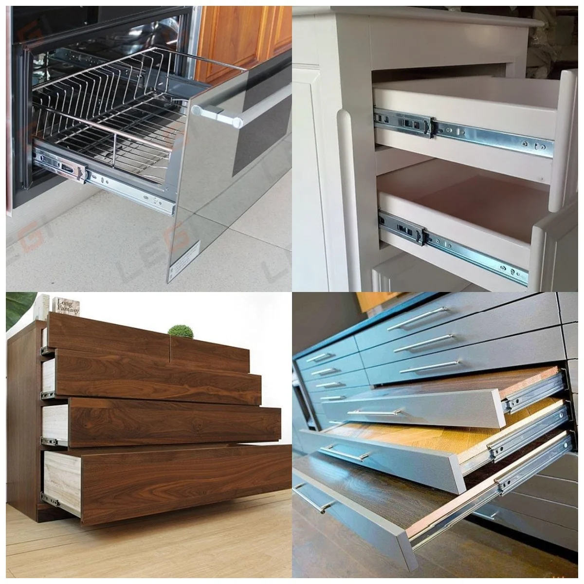 SNEIDA Wholesale Furniture Hardware Cabinet Accessories Drawer Rail Ball Bearing Telescopic Drawer Slide