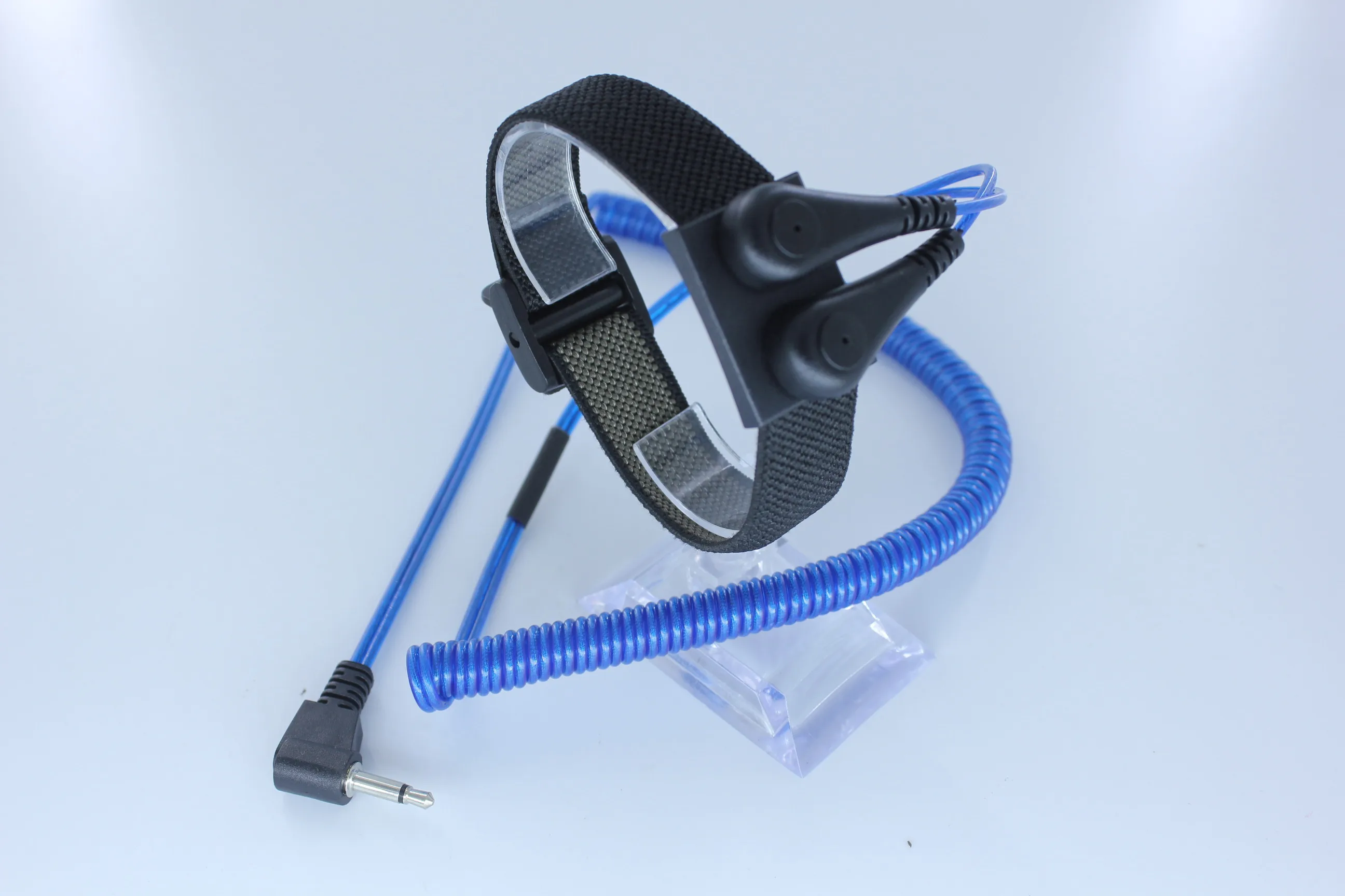 Free Shipping SS02 Dark Blue Dual Cord ESD Wrist Strap with DC Plug and 3 meter