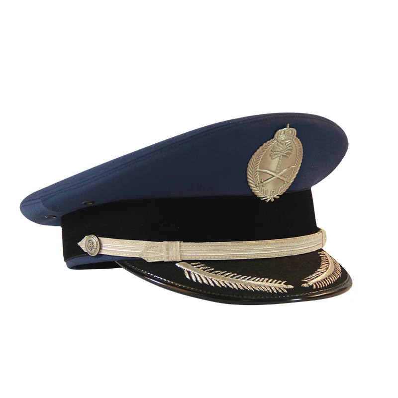 Factory wholesale ceremonial army officer hat  yellow colour military officer peaked hat
