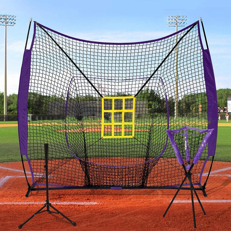 2022 Baseball T Block Ball Collector Indoor and Outdoor Baseball Practice Net 7X7 Baseball Net Batting Bullseye Combo Set