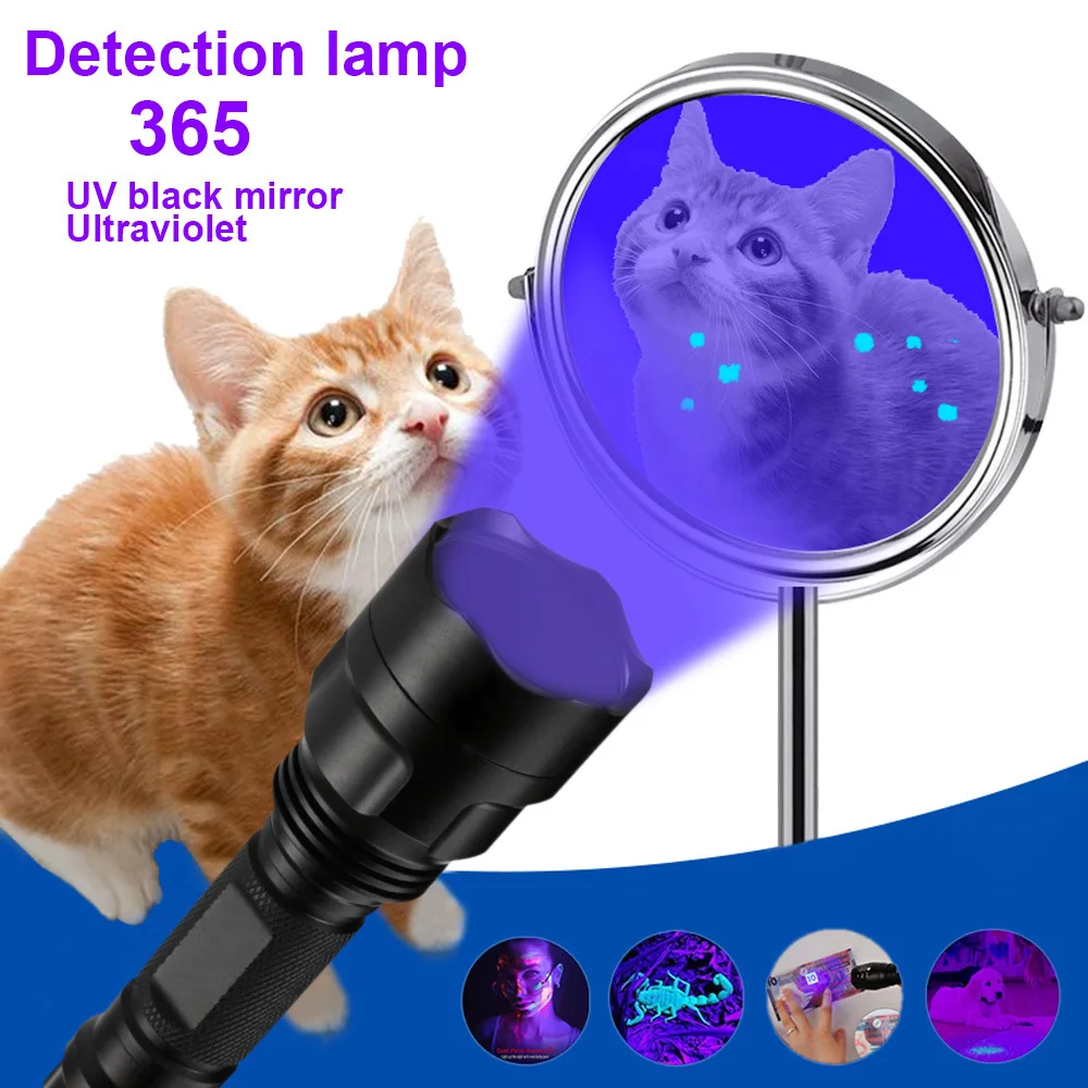Super Bright Aluminum Alloy Zoomable LED Flashlight Black Light UV IP65 Hotel Pet Urine Detection Resin Curing Scorpion Hunting