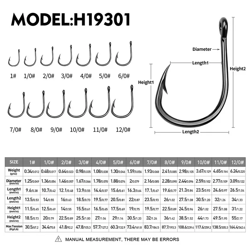 1#-12/0# 10pcs/bag High Carbon Steel Hoodlum Hook Black Nickel Single Fishing Hook Fishing Accessories