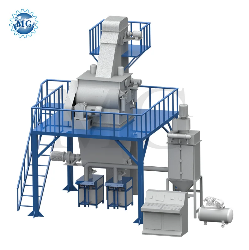 Low Investment Dry Mix Powder Mortar Plant With Twin Double Shaft Paddle Mixer Wall Putty Tile Grout Adhesive Mixing Machine