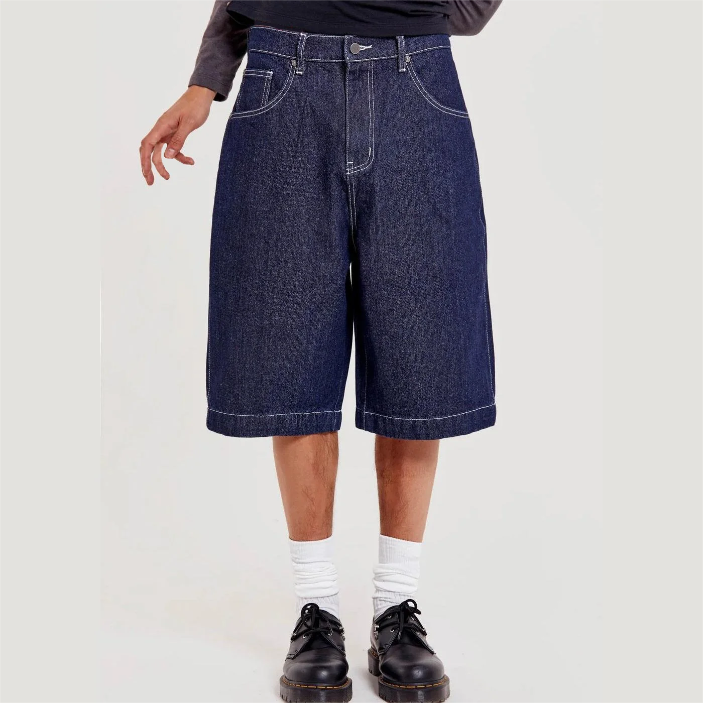 ZY manufactory custom logo vintage acid washed embroidery cotton men jean shorts heavyweight casual oversized denim shorts jorts