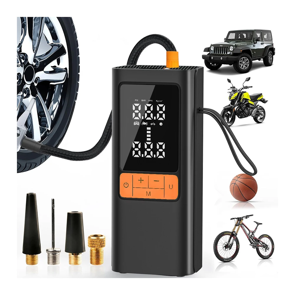 Smart Tyre Inflator Wireless Portable Air Pump Compressor for Car Bike Motorcycle Basketball With Digital Pressure Gauge 6000mAh