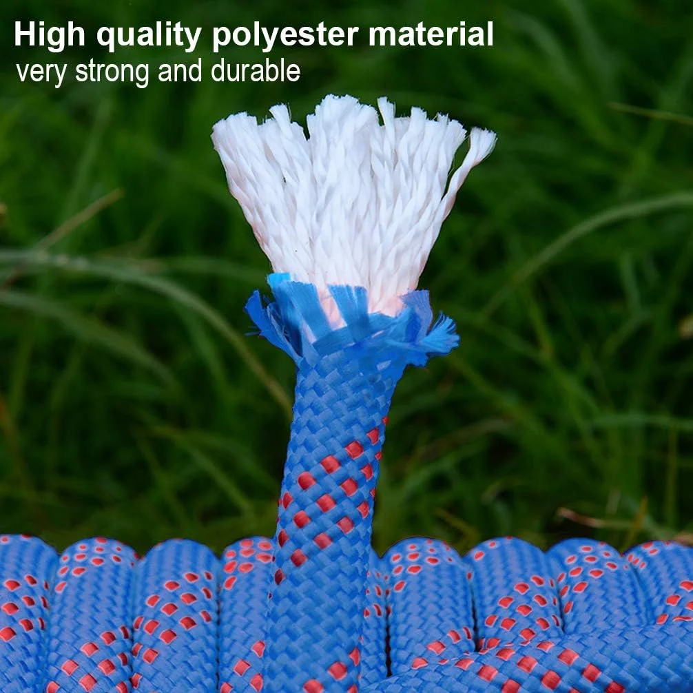 10mm Climbing Rope With Static Safety Carabiner Polyester Rescue Mountaineering Rope For Hiking Mountaineering Mountain