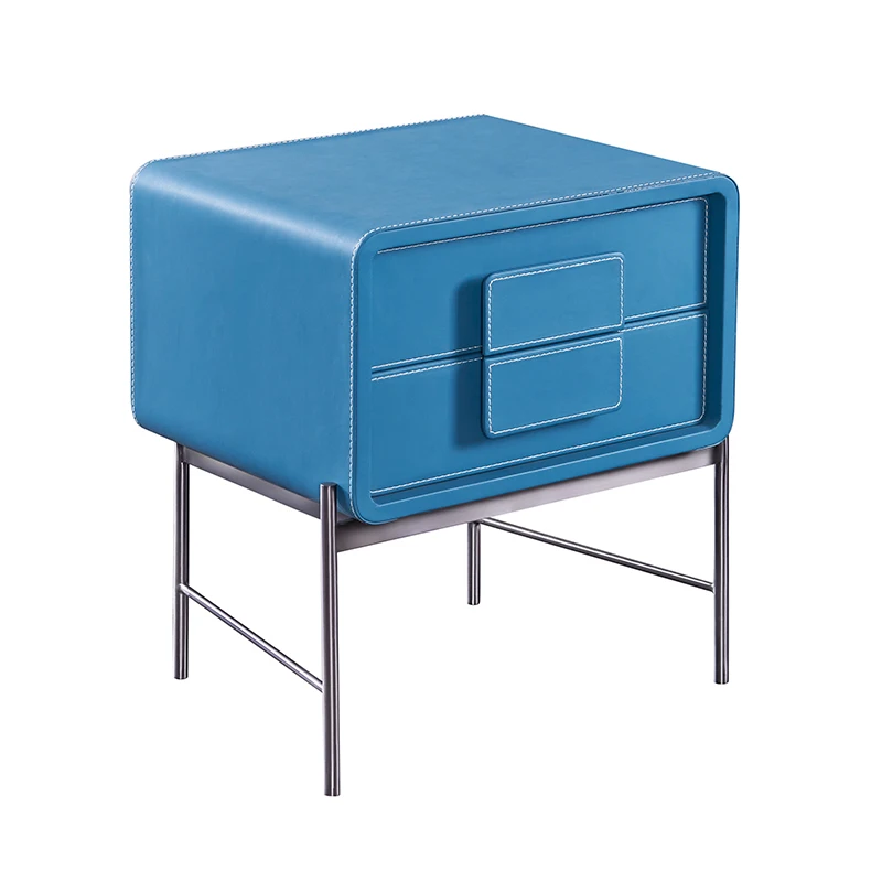 Luxury Modern Bedroom Furniture Wood Frame Leather Night Stand Bed Side Table For Hotel Home
