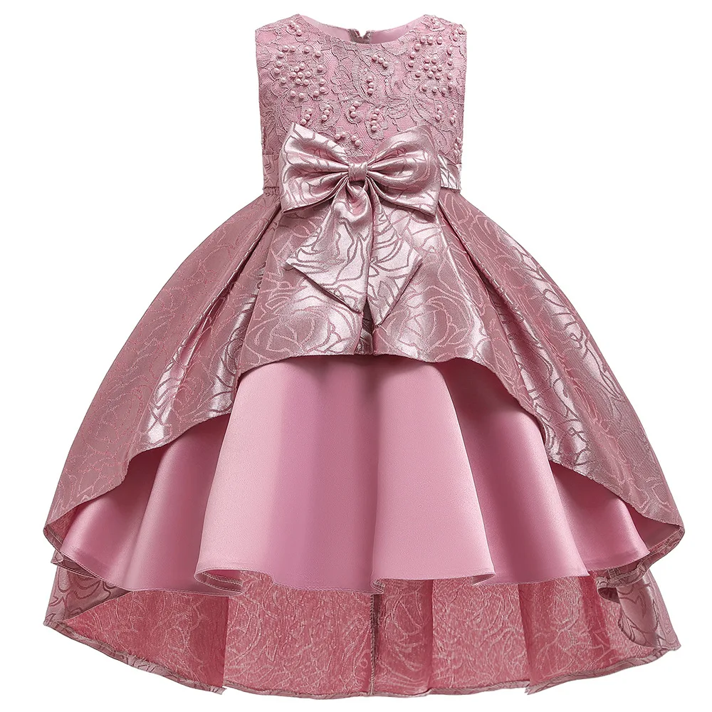 Hot selling European and American new sweet girl lace mesh bow sleeveless princess dress