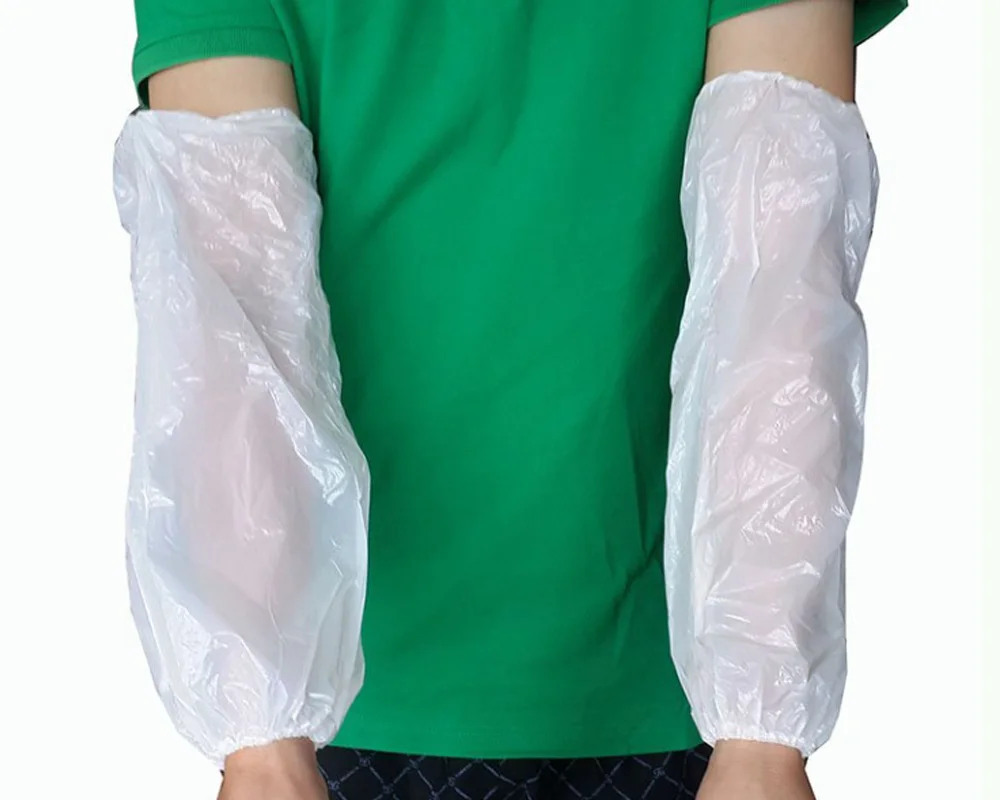 White color CPE arm cover/ transparent PE sleeve cover